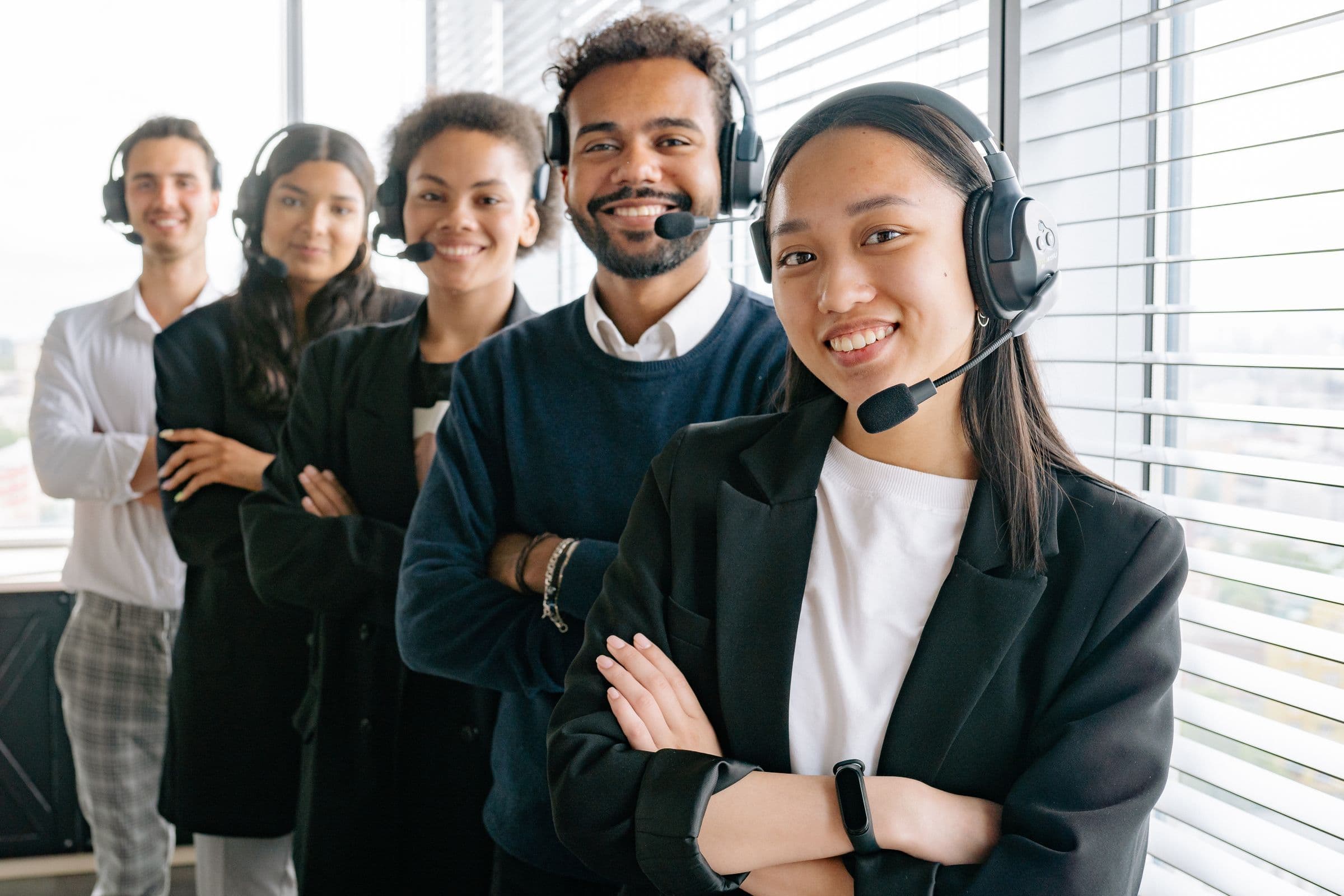 Diverse interpreters ready on headset for live language support
